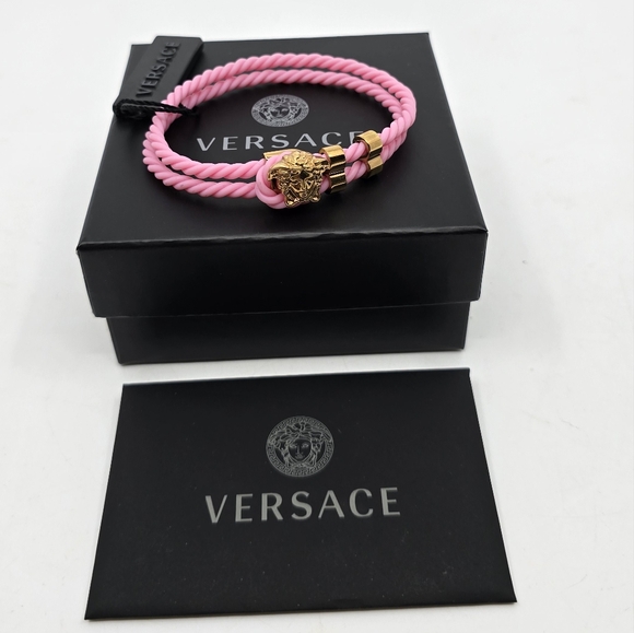 Versace Jewelry - Versace Pink & Gold Rubber Medusa Bracelet in Candy Oro
